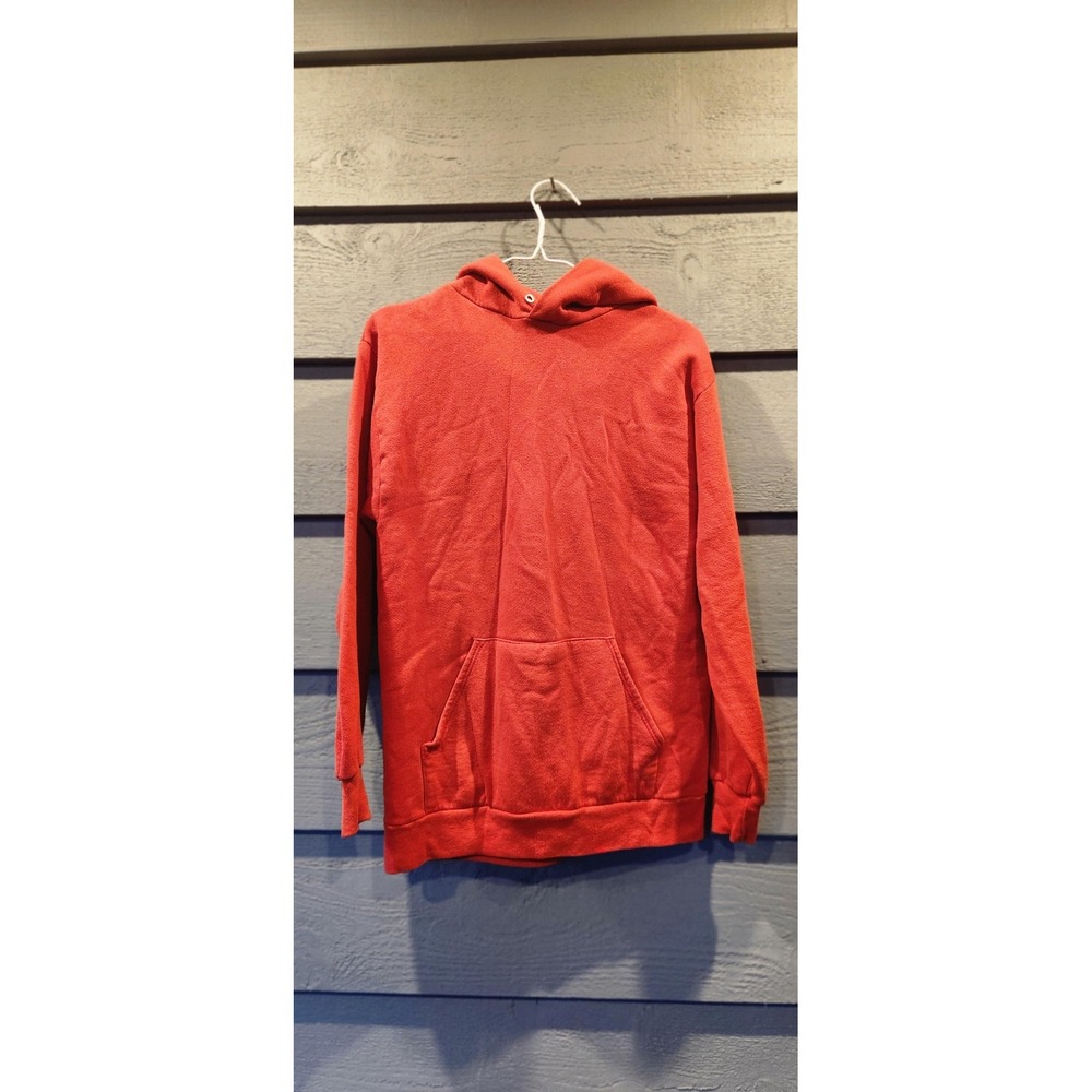 Vintage Jerzees Hoodie Sweatshirt Mens Large Red Blank Fleece Pullover USA